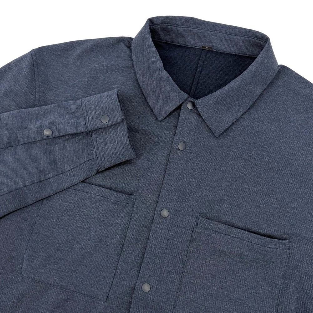 Lululemon Compatibility Shirt Mens XL Long Sleeve Snap Front Blue Athleisure EUC